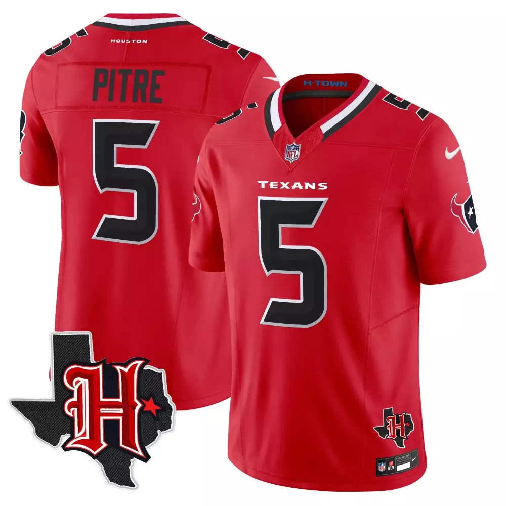 jalen pitre red mens houston texans 2024 texas patch vapor limited jersey v4 all stitched