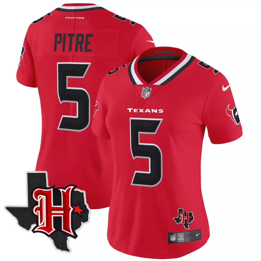 jalen pitre red womens houston texans 2024 texas patch vapor limited jersey v5 all stitched