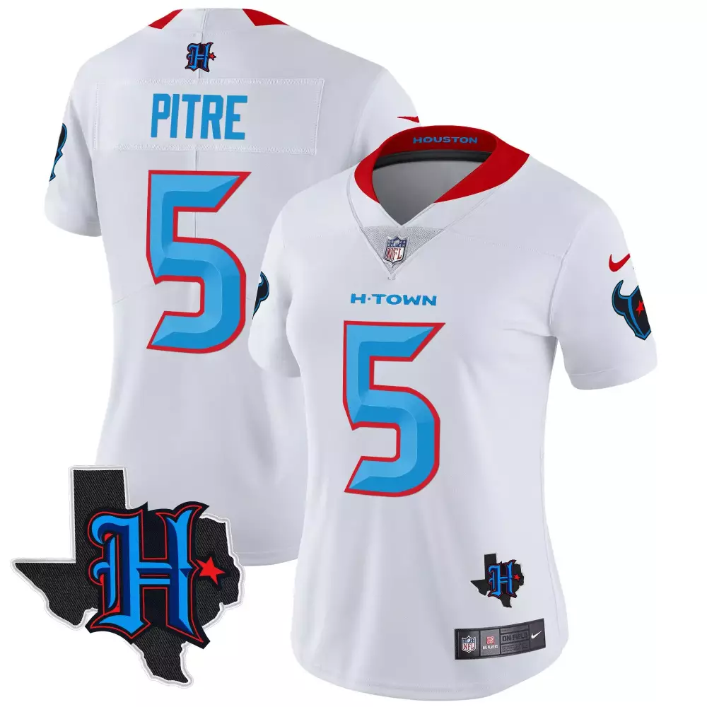 jalen pitre white limited womens houston texans 2024 texas patch vapor limited jersey v2 all stitched