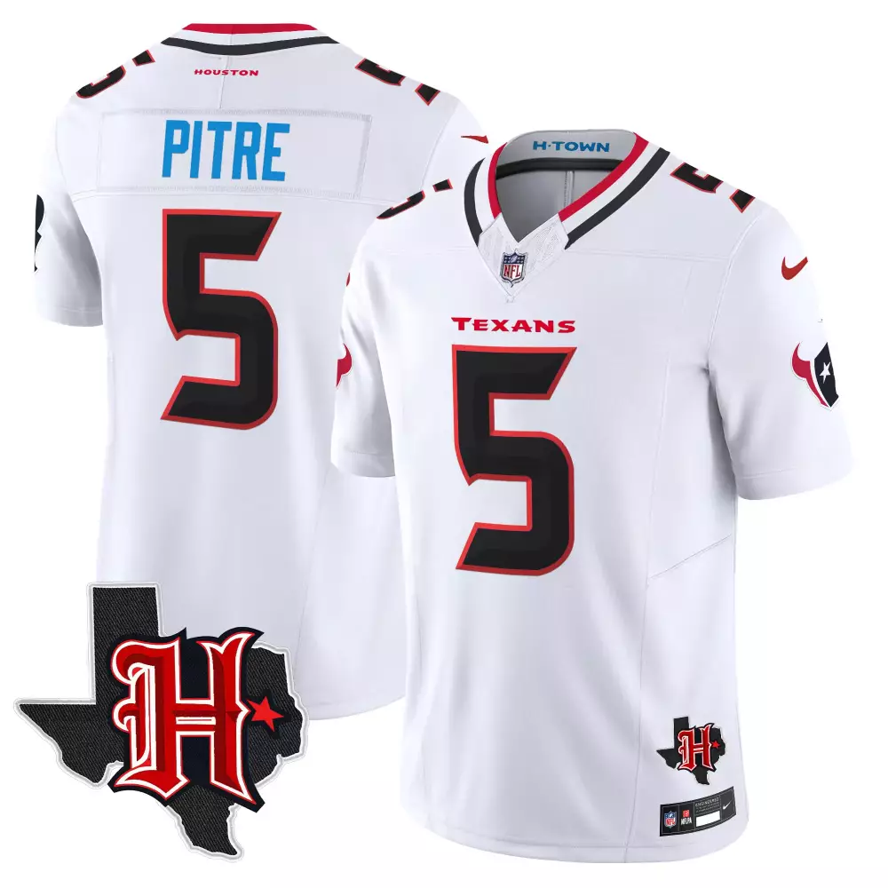 jalen pitre white mens houston texans 2024 texas patch vapor limited jersey v5 all stitched