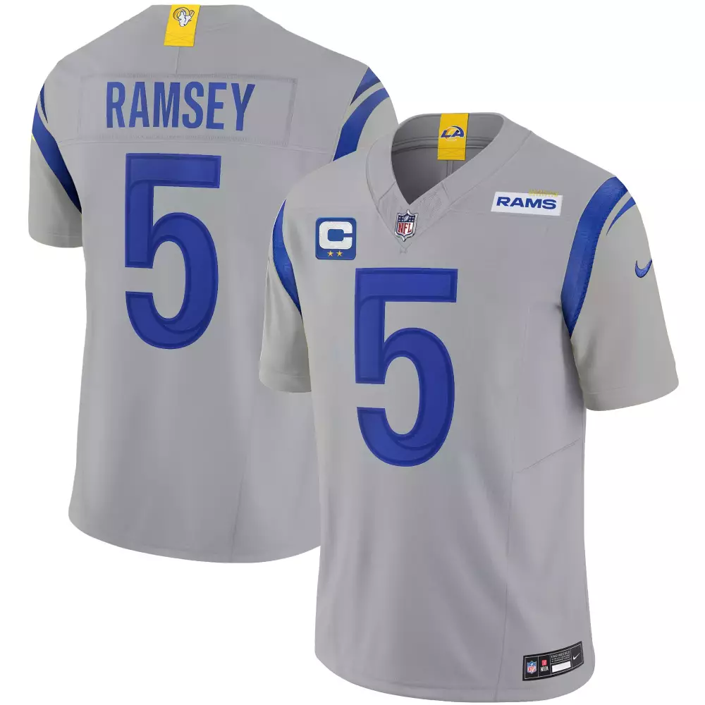 jalen ramsey gray mens los angeles rams 2024 nfc west division champions vapor limited jersey all stitched