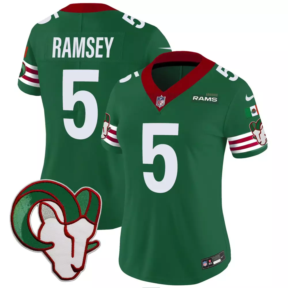 jalen ramsey gray womens los angeles rams california patch vapor limited jersey all stitched