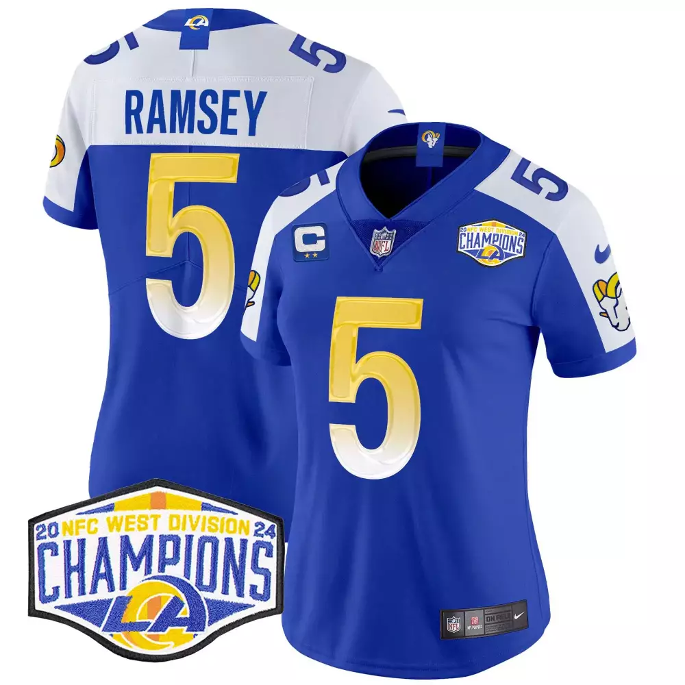 jalen ramsey royal alternate mens los angeles rams 2024 nfc west division champions vapor limited jersey all stitched