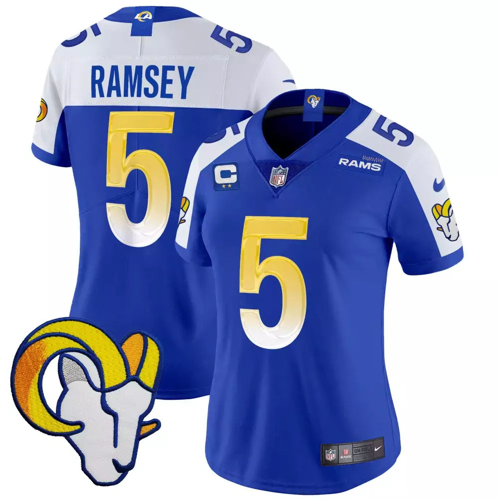 jalen ramsey royal alternate womens los angeles rams vapor limited jersey v2 all stitched