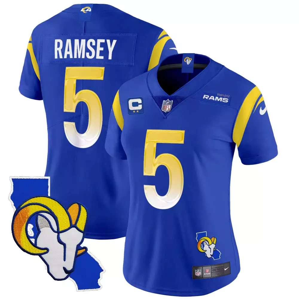 jalen ramsey royal womens los angeles rams 2024 nfc west division champions vapor limited jersey all stitched