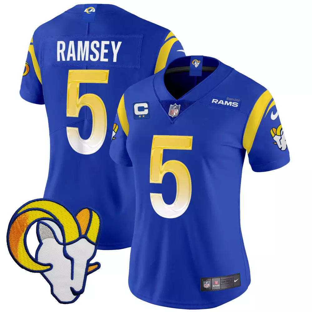 jalen ramsey royal womens los angeles rams 2024 nfc west division champions vapor limited jersey all stitched