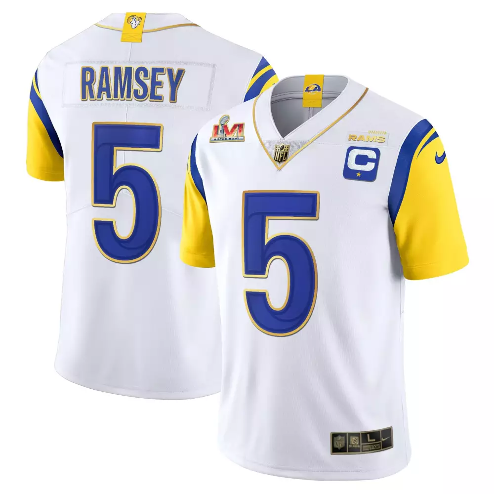 jalen ramsey white womens los angeles rams california patch vapor limited jersey all stitched