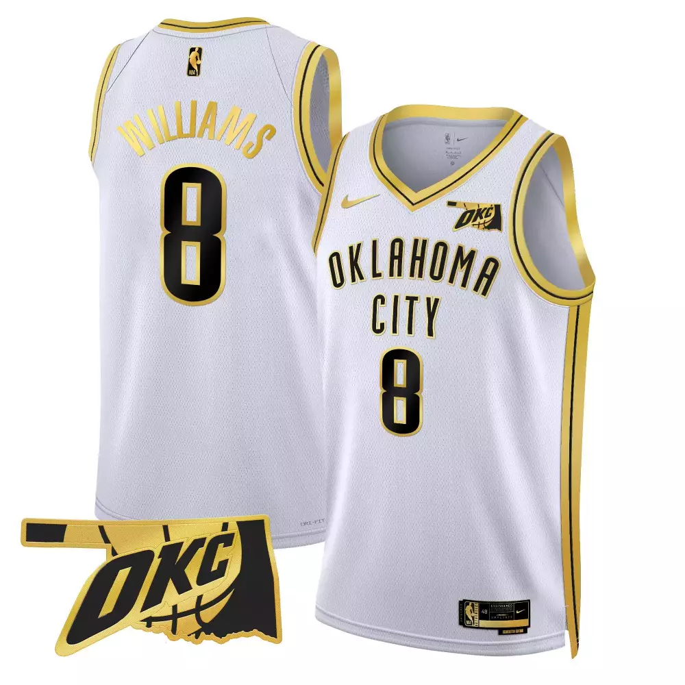 jalen williams white gold mens oklahoma city thunder swingman jersey oklahoma patch all stitched