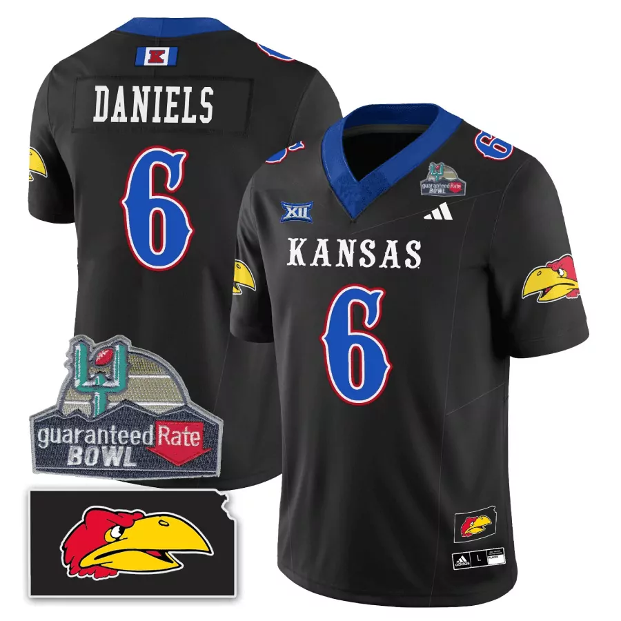 jalon daniels black mens kansas jayhawks blackhawk guaranteed rate bowl patch vapor limited jersey stitched