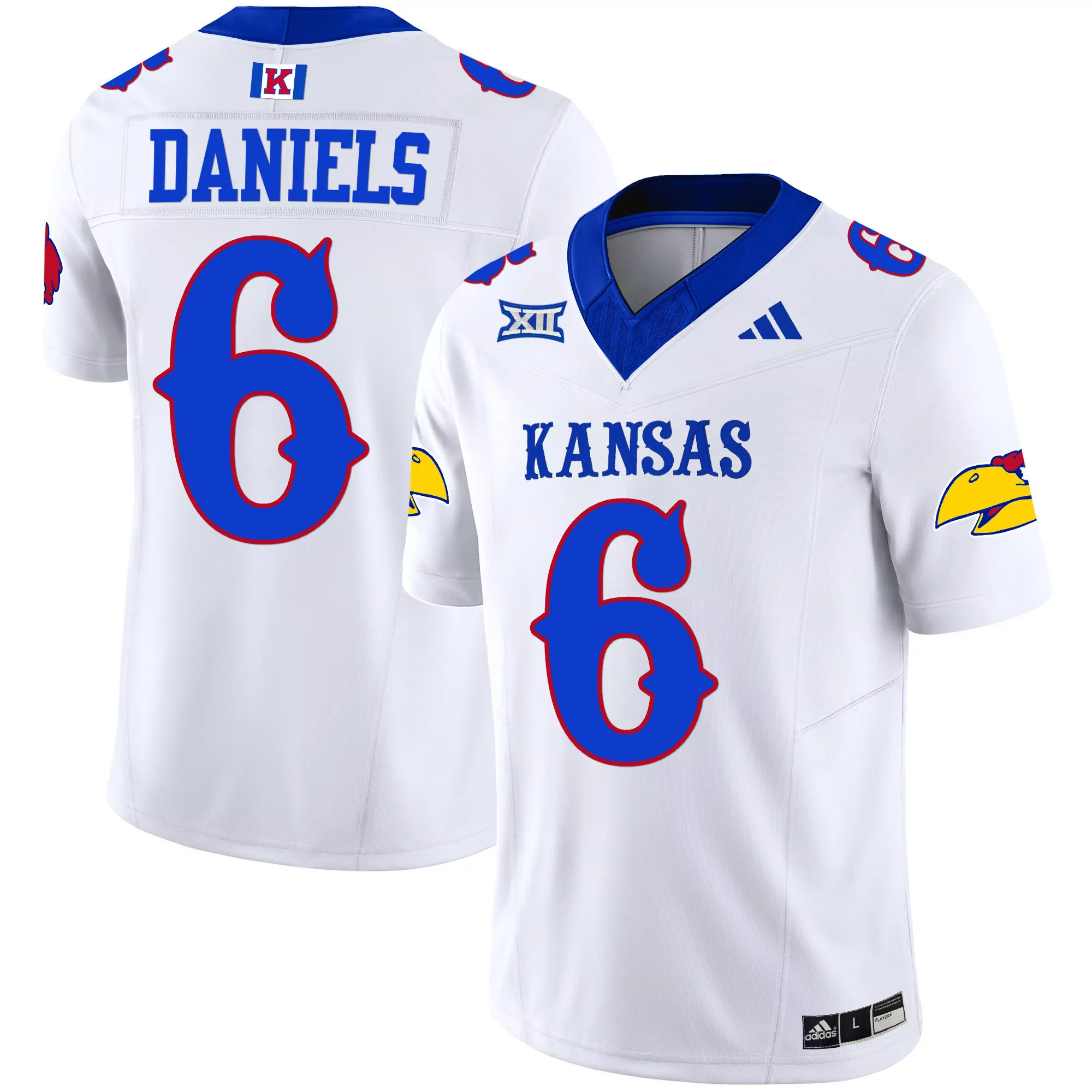jalon daniels white mens kansas jayhawks blackhawk guaranteed rate bowl patch vapor limited jersey stitched
