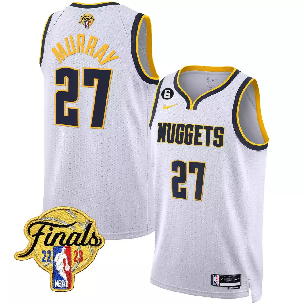 jamal murray association mens denver nuggets 2023 finals patch gold trim jersey all stitched