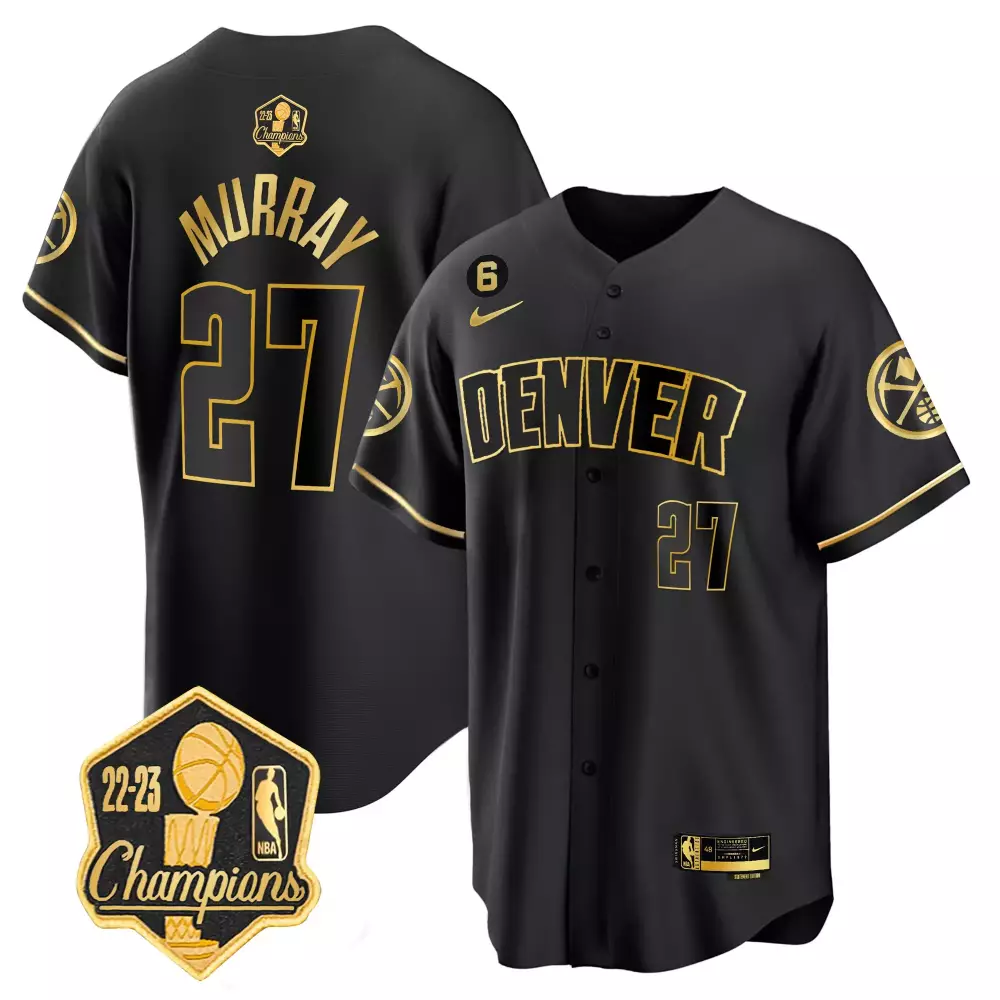 jamal murray black gold mens denver nuggets 2023 champions limited patch cool base jersey all stitched