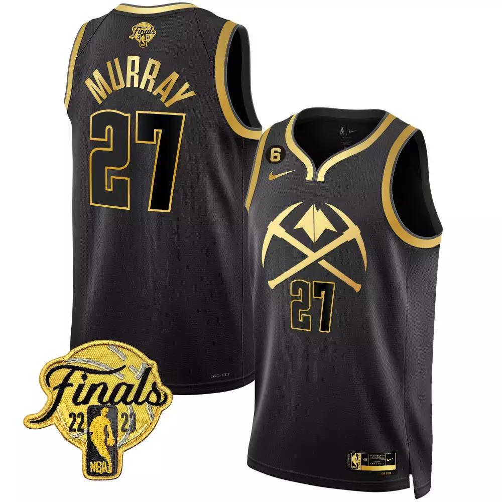 jamal murray black gold mens denver nuggets 2023 finals patch gold special jersey v2 all stitched