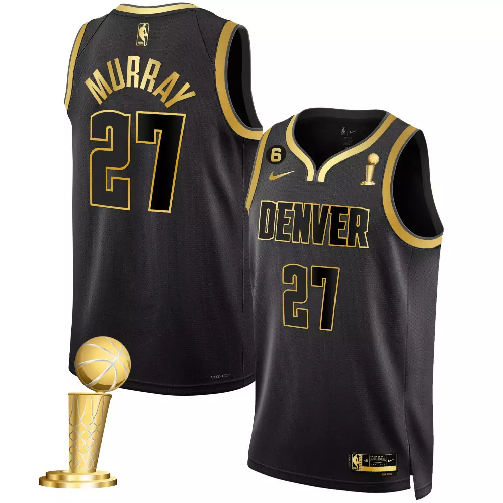 jamal murray black gold youths denver nuggets 2023 champions jersey collection all stitched