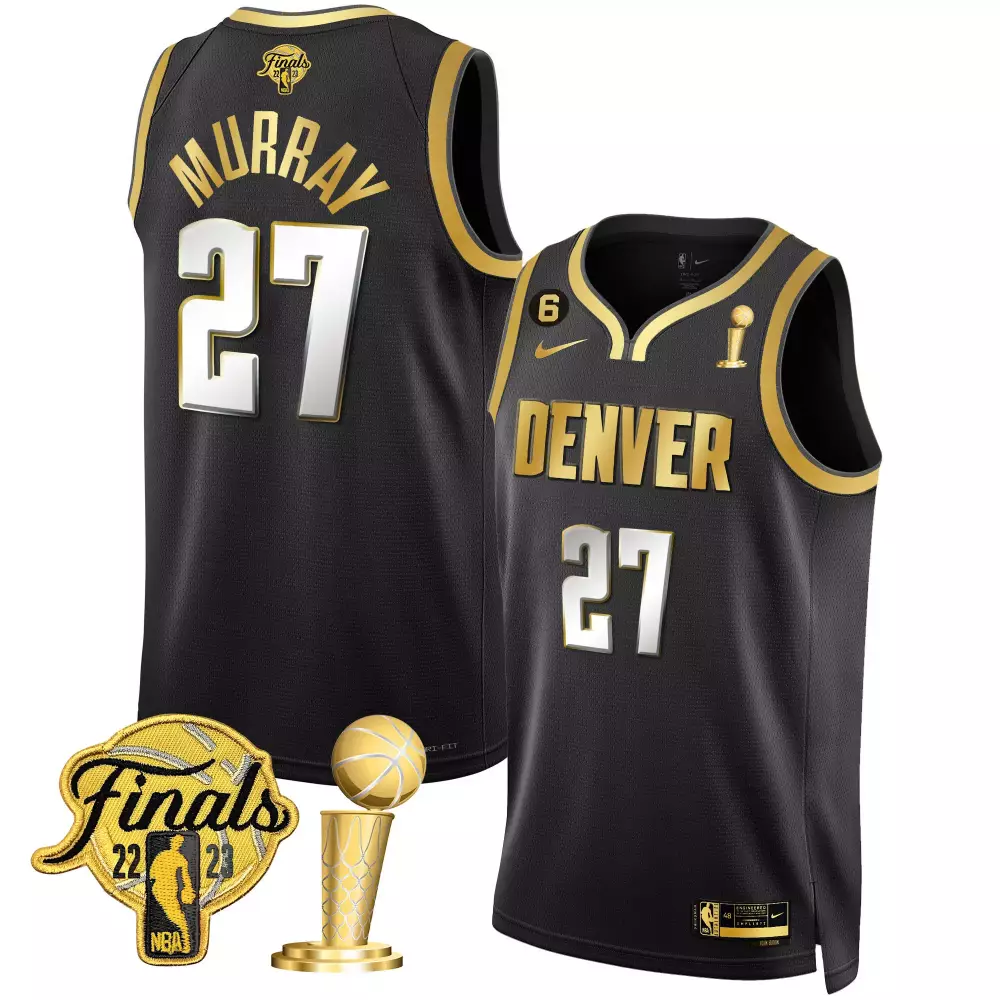 jamal murray black limited mens denver nuggets 2023 finals champions patch gold special jersey v2 all stitched