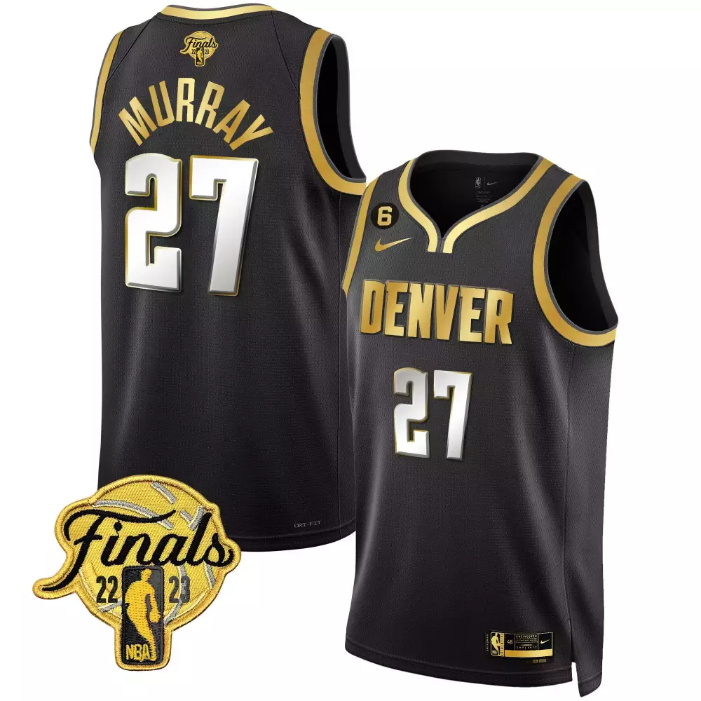 jamal murray black limited mens denver nuggets 2023 finals champions patch gold special jersey v2 all stitched