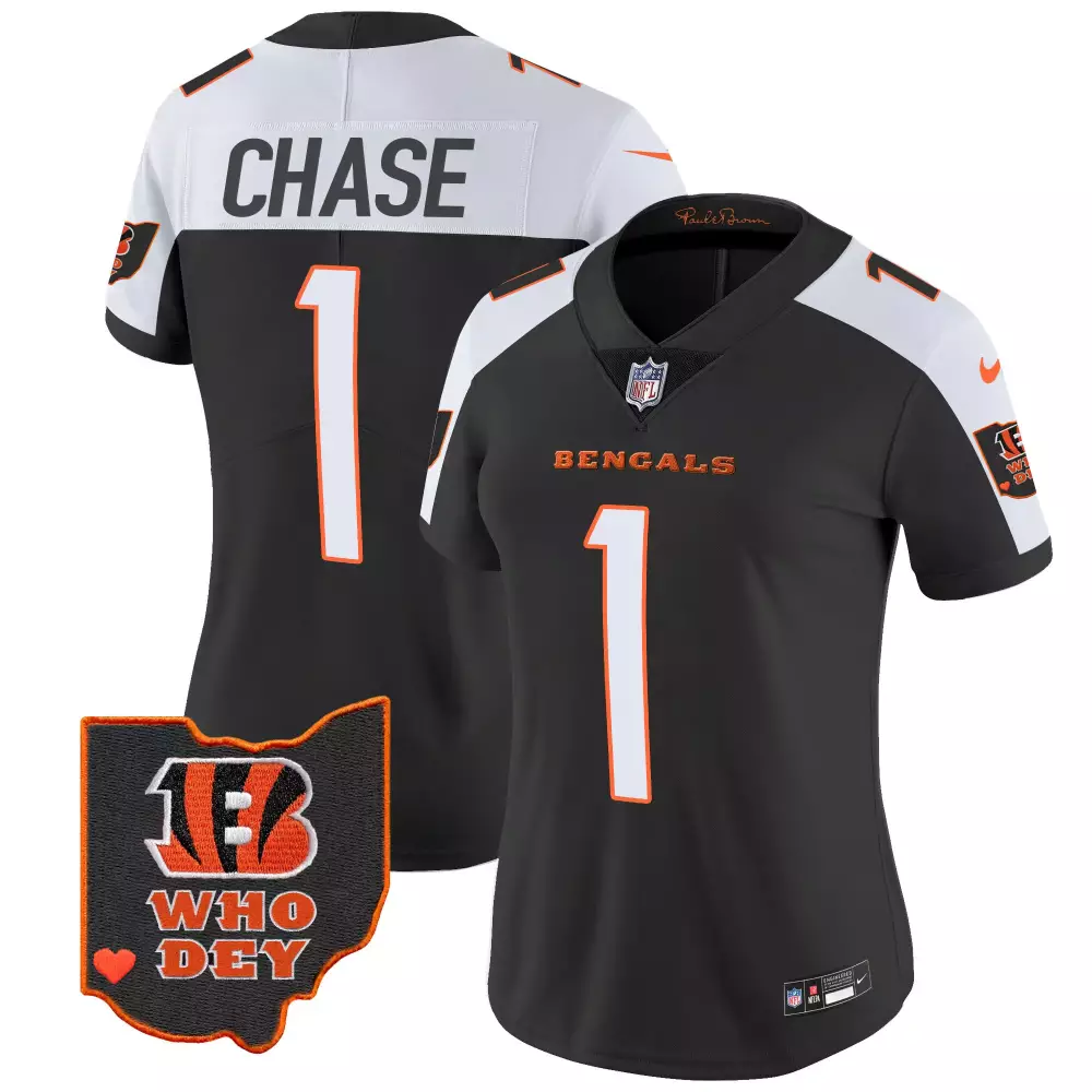Ja'Marr Chase Bengals Ohio Patch Vapor Limited Women's Jersey V2 | Stitched Fan Gear for Women & Youth