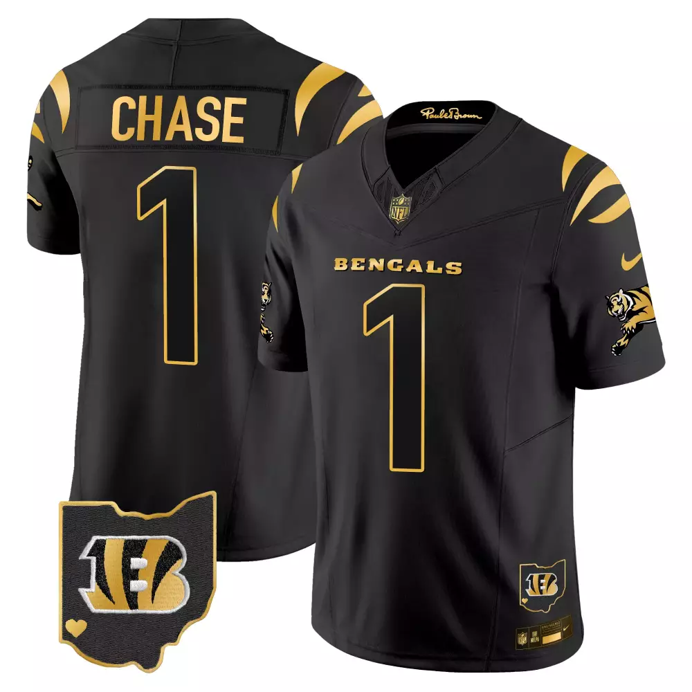 Ja'Marr Chase Cincinnati Bengals 2024 Black Gold Vapor Limited Jersey | Stitched Design for Men, Women & Youth | Fan Gear