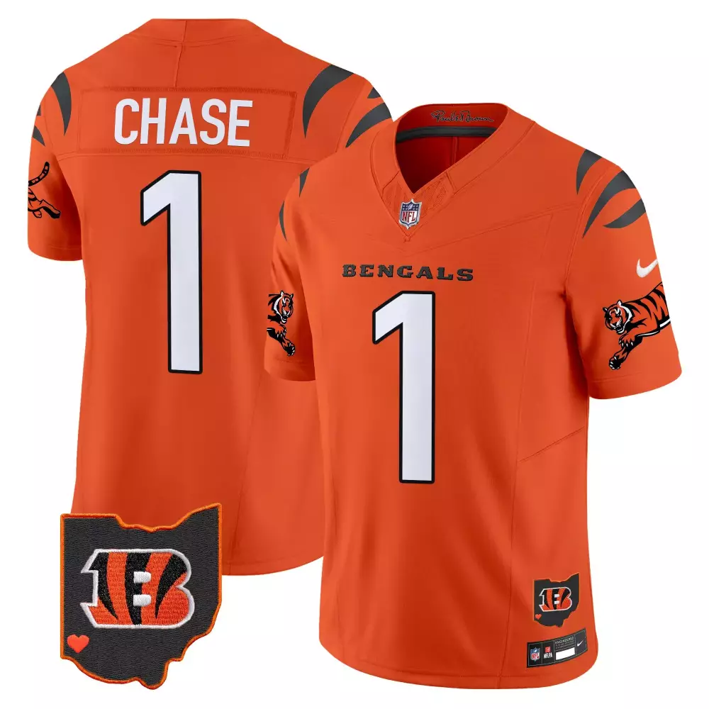 Jamarr Chase Cincinnati Bengals 2024 Vapor Limited Jersey | Orange | Stitched | For Men, Women & Youth