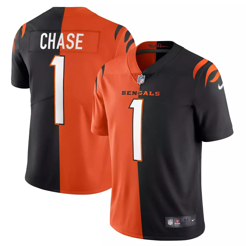 jamarr chase split mens cincinnati bengals black gold white gold vapor jersey all stitched