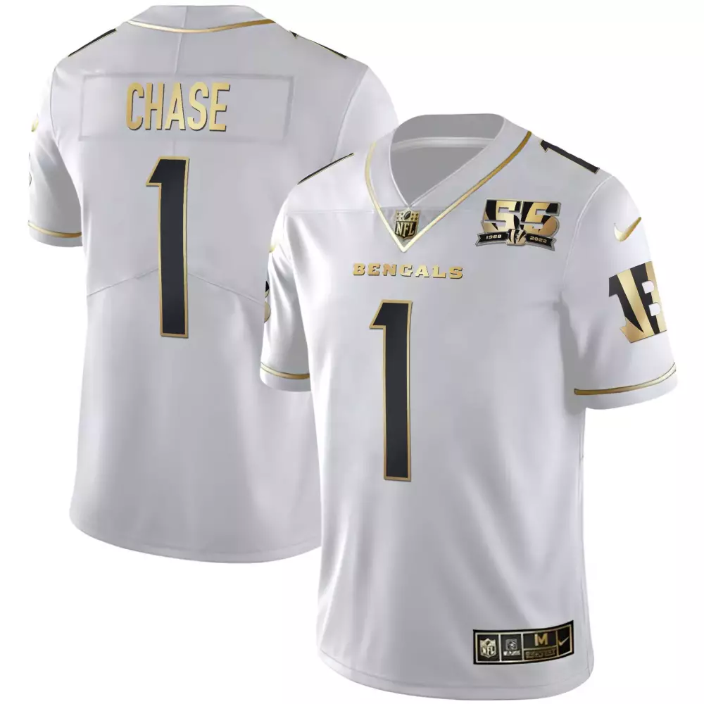 jamarr chase split mens cincinnati bengals black gold white gold vapor jersey all stitched