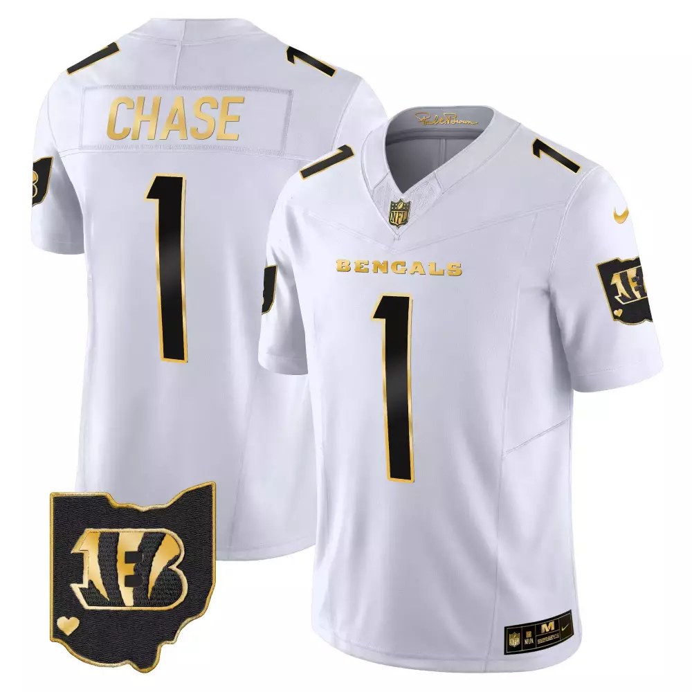 jamarr chase split mens cincinnati bengals black gold white gold vapor jersey all stitched