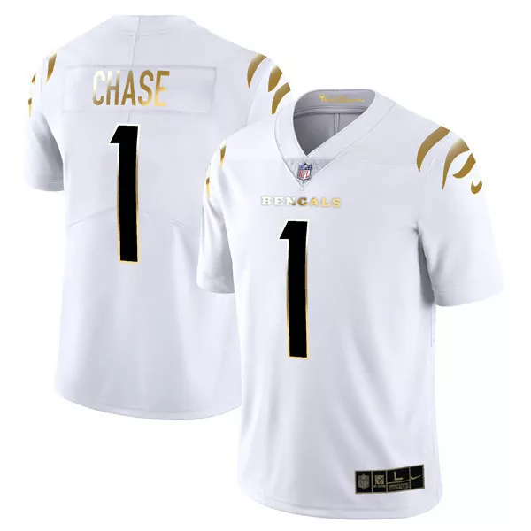 jamarr chase split mens cincinnati bengals black gold white gold vapor jersey all stitched