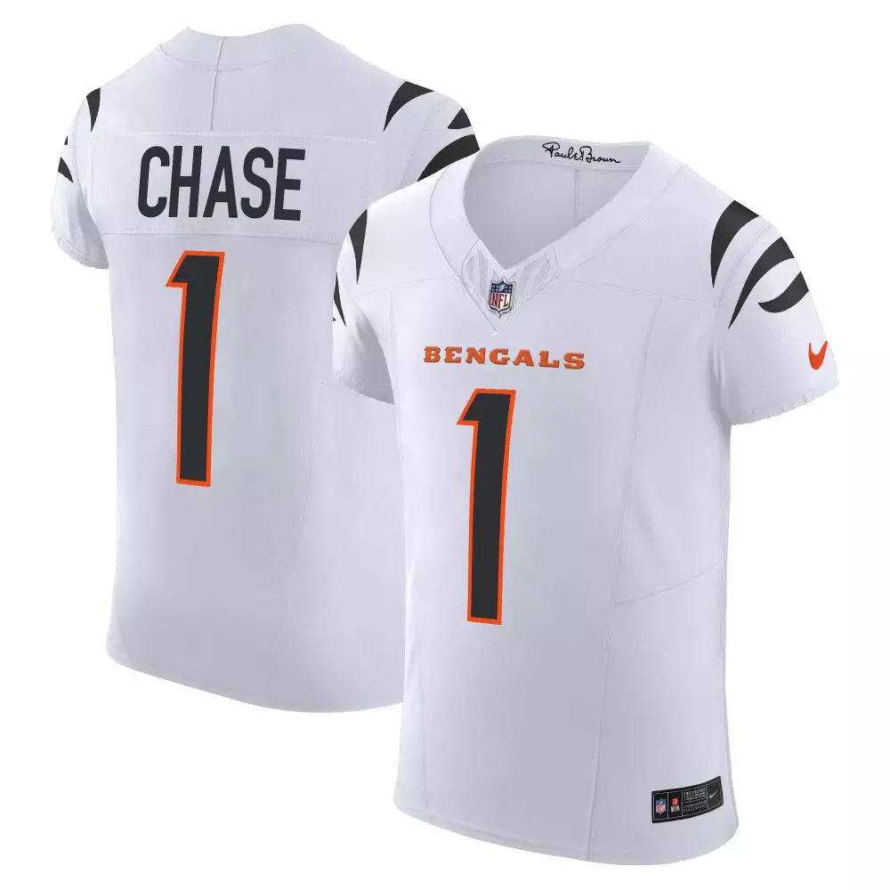 Jamarr Chase Cincinnati Bengals White Men's Vapor Elite Jersey | All Stitched | Game Day Fan Gear | For Men, Women & Youth