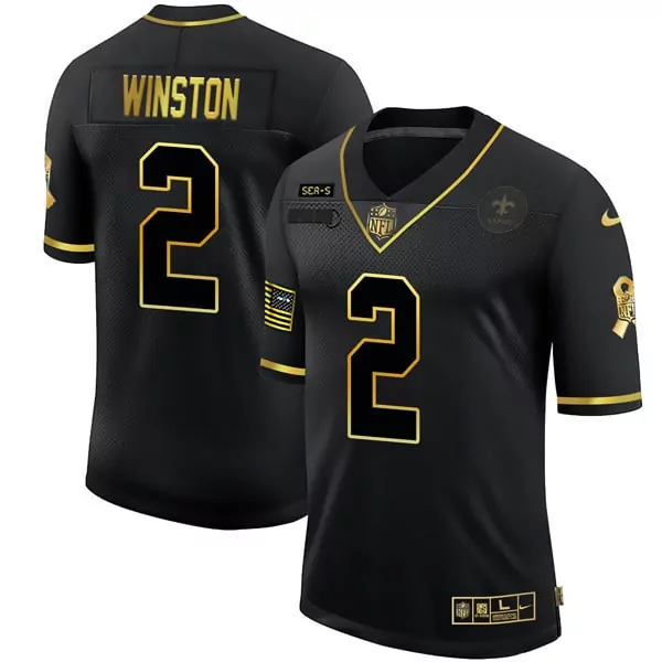 jameis winston salute to service mens new orleans saints black gold jersey all stitched