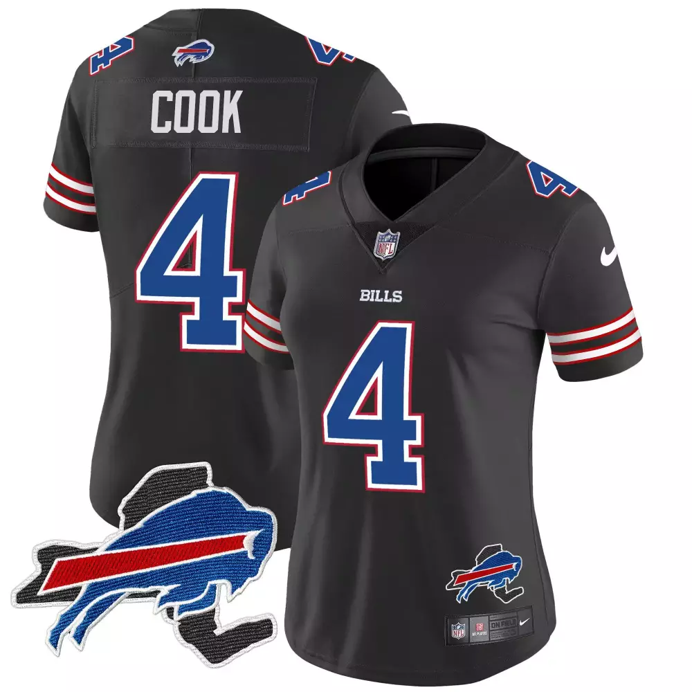 james cook black womens buffalo bills new york patch vapor limited jersey all stitched