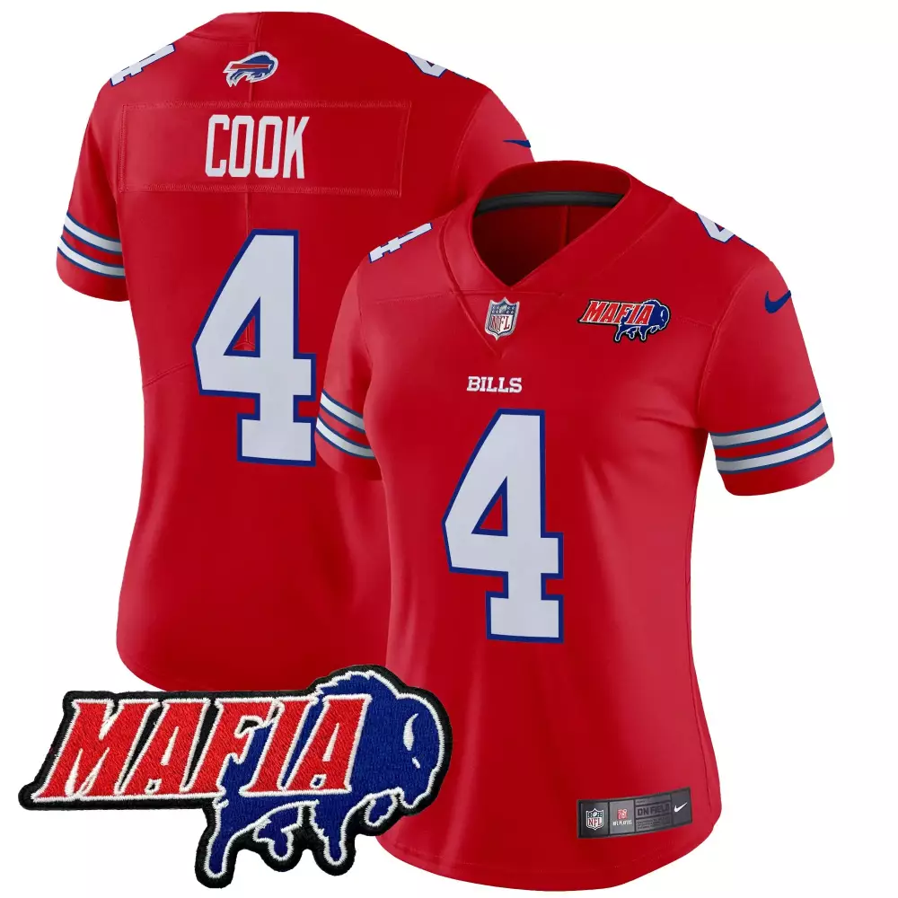james cook red womens buffalo bills 2023 afc east champions patch gold vapor jersey v2 all stitched