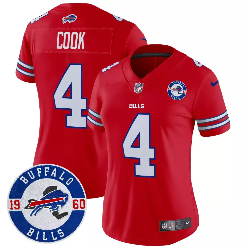 james cook red womens buffalo bills 2023 afc east champions patch gold vapor jersey v2 all stitched