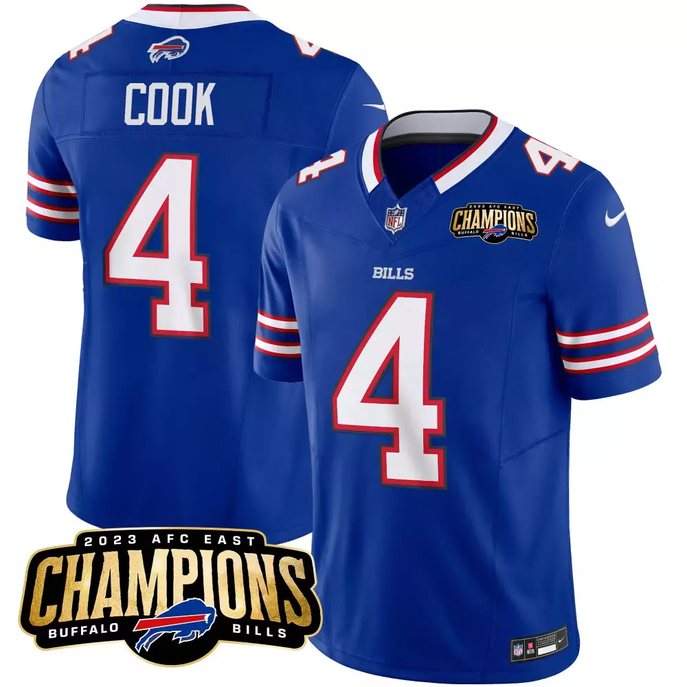 james cook royal mens buffalo bills 2023 afc east champions patch vapor jersey all stitched