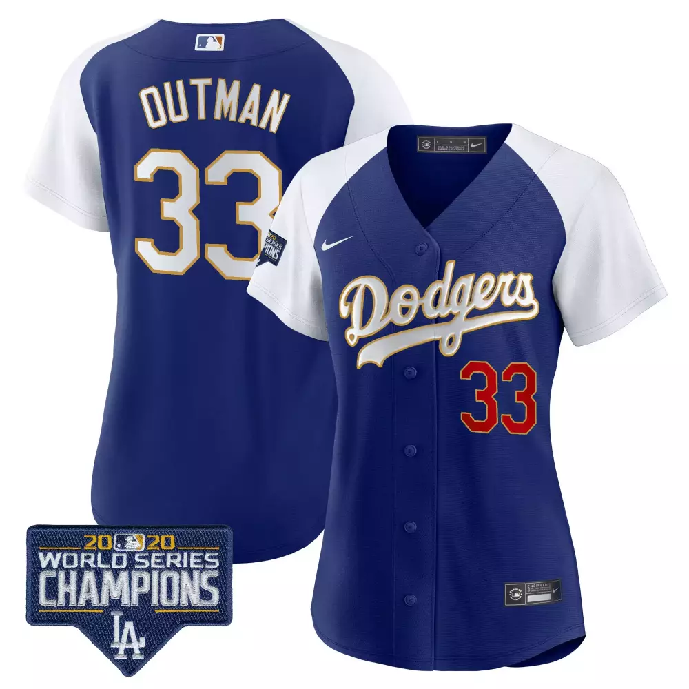 james outman alternate royal womens los angeles dodgers world series champions patch gold trim jersey all stitched