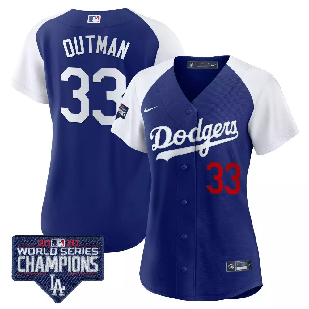 james outman alternate royal womens los angeles dodgers world series champions patch gold trim jersey all stitched