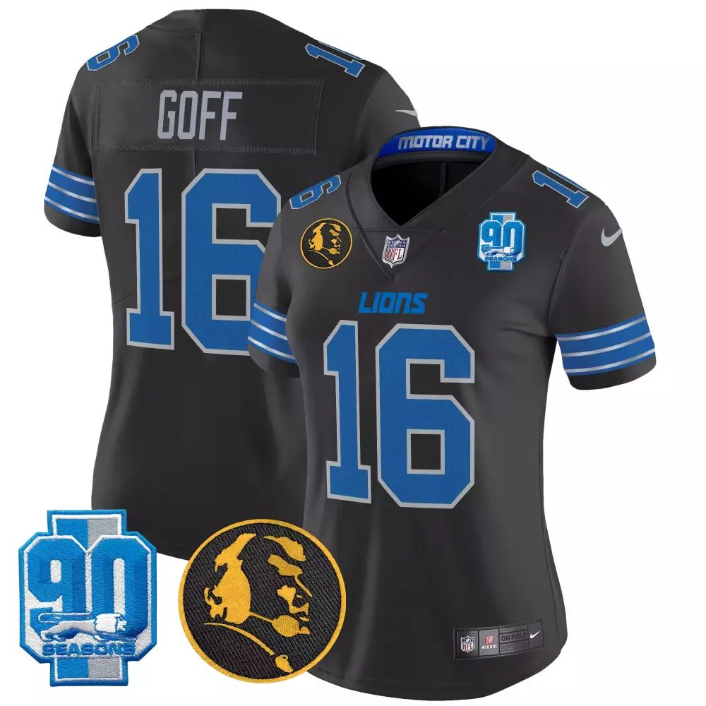 jared goff black mens detroit lions throwback 90th year patch vapor limited jersey all stitched