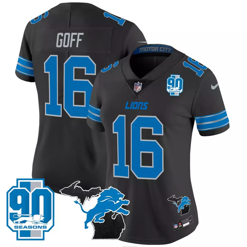 jared goff black mens detroit lions throwback 90th year patch vapor limited jersey all stitched