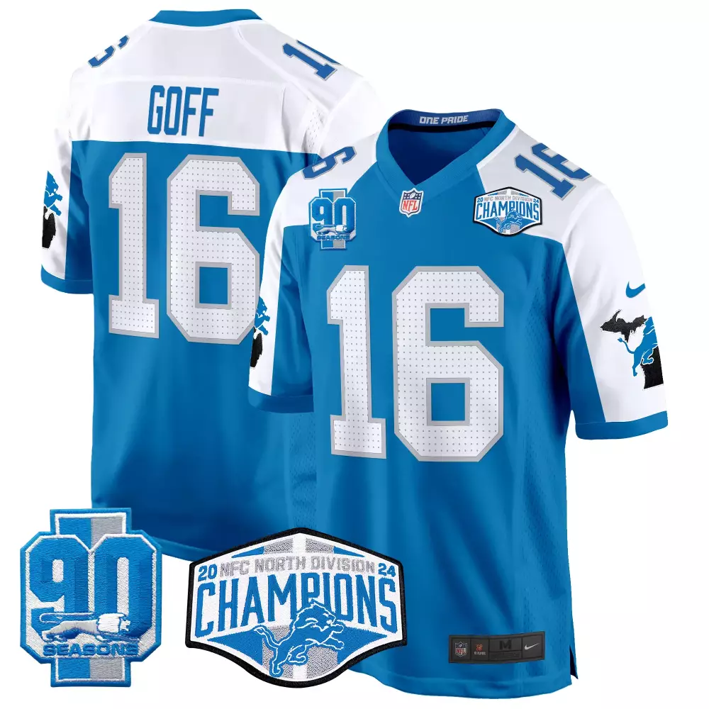 Jared Goff Detroit Lions 2024 Michigan 90th Season Patch Gold Vapor Limited Jersey | All Stitched | Fan Gear for Men, Women & Youth