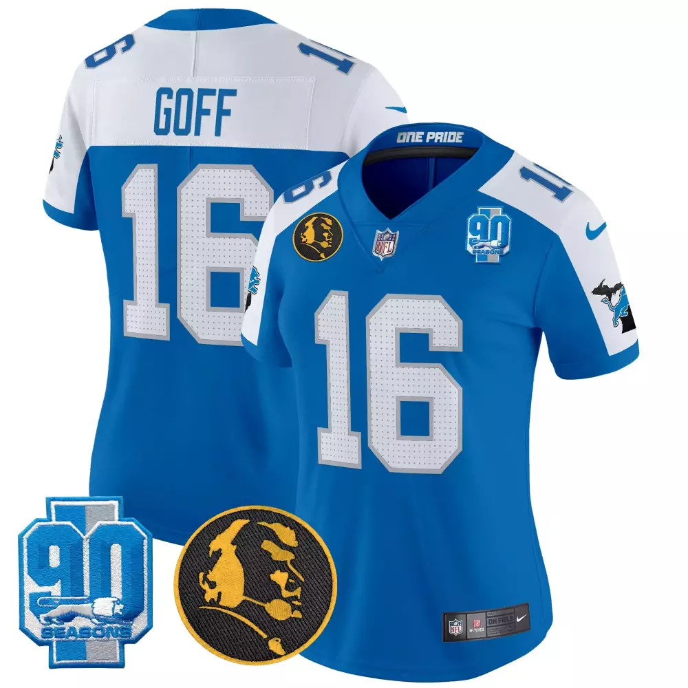 Jared Goff Lions 2023 NFC North Division Champions Blue Alternate Vapor Jersey | Stitched Fan Gear | For Men, Women & Youth
