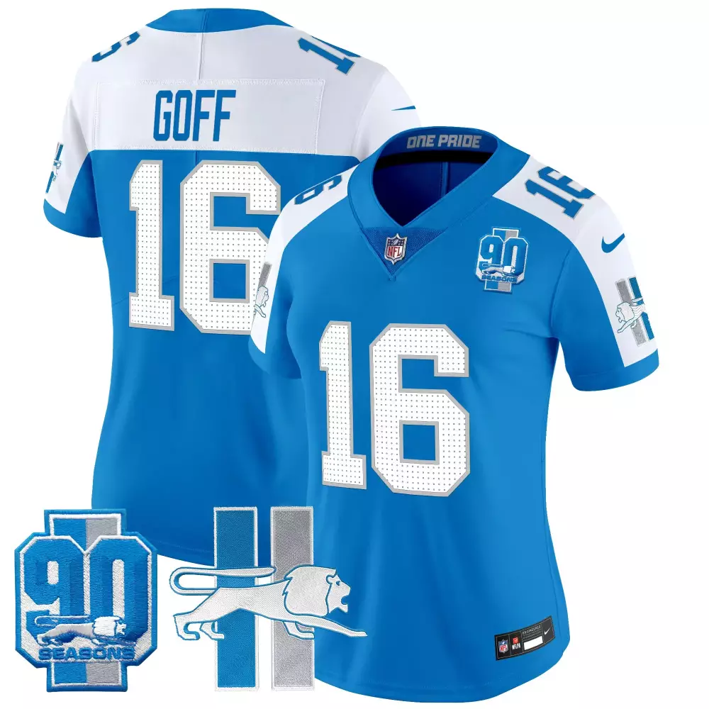 Jared Goff Lions Throwback 90th Year Patch Vapor Limited Jersey | Stitched Game Gear | For Men, Women & Youth
