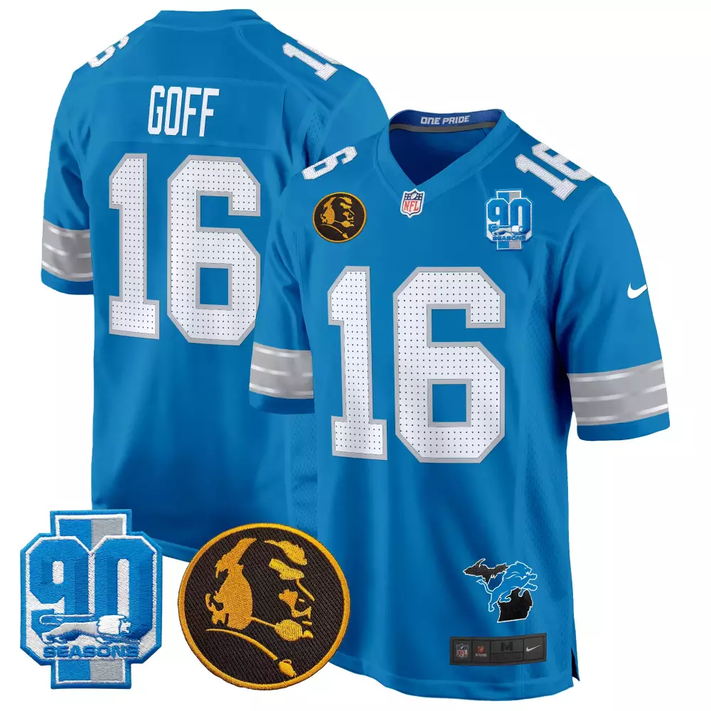 Jared Goff Lions 2023 NFC North Division Champions Blue Alternate Vapor Jersey | Stitched Fan Gear | For Men, Women & Youth