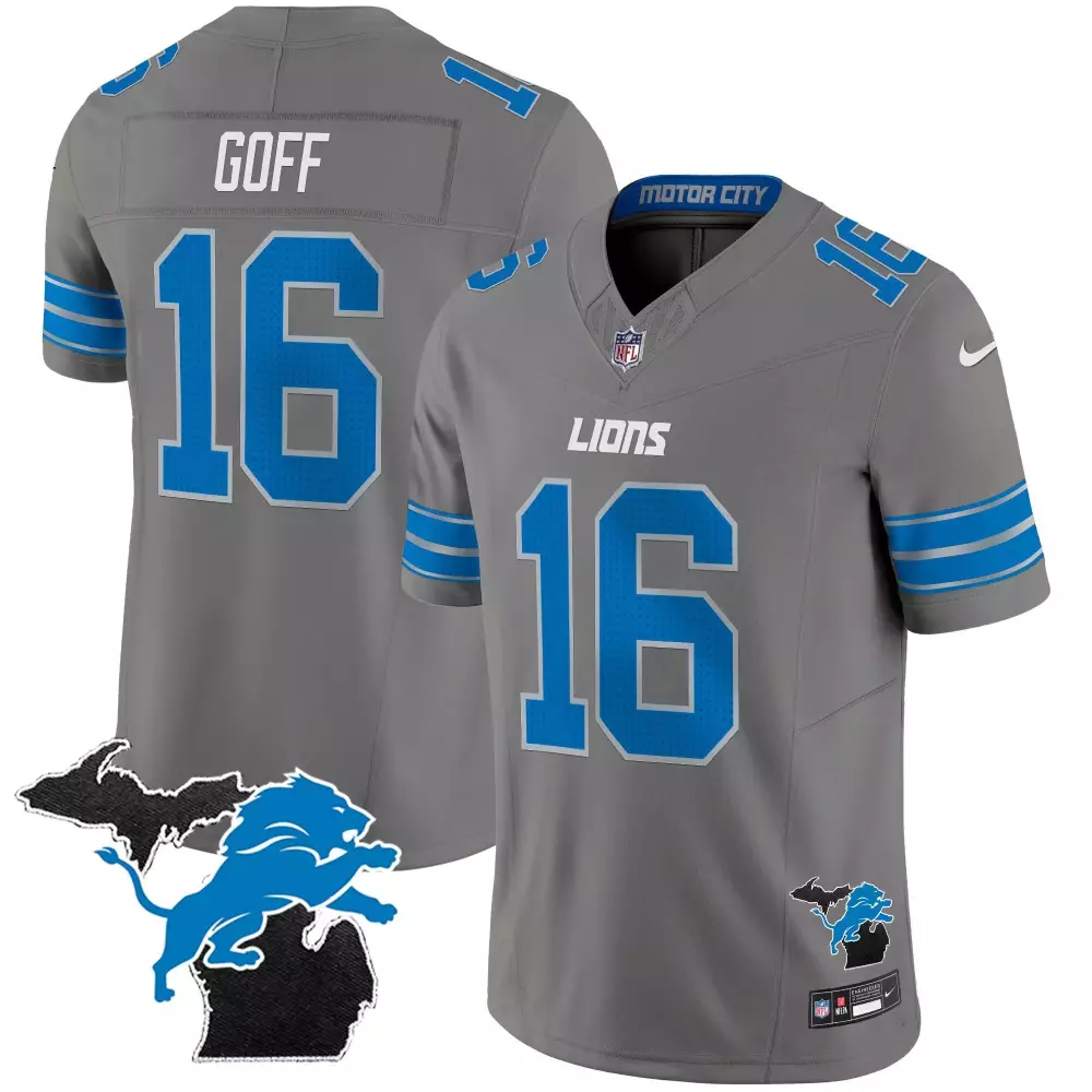 Jared Goff Detroit Lions 2024 Michigan 90th Season Patch Gold Vapor Limited Jersey | All Stitched | Fan Gear for Men, Women & Youth