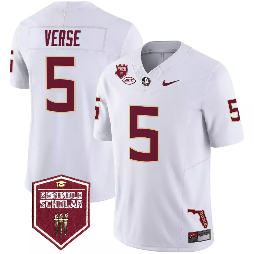 jared verse white mens florida state seminoles gold trim vapor jersey all stitched