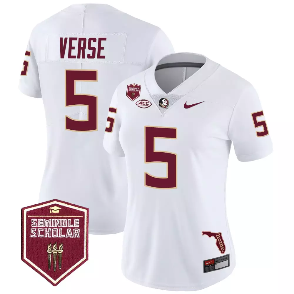 jared verse white womens florida state seminoles 2023 acc championship patch vapor jersey all stitched