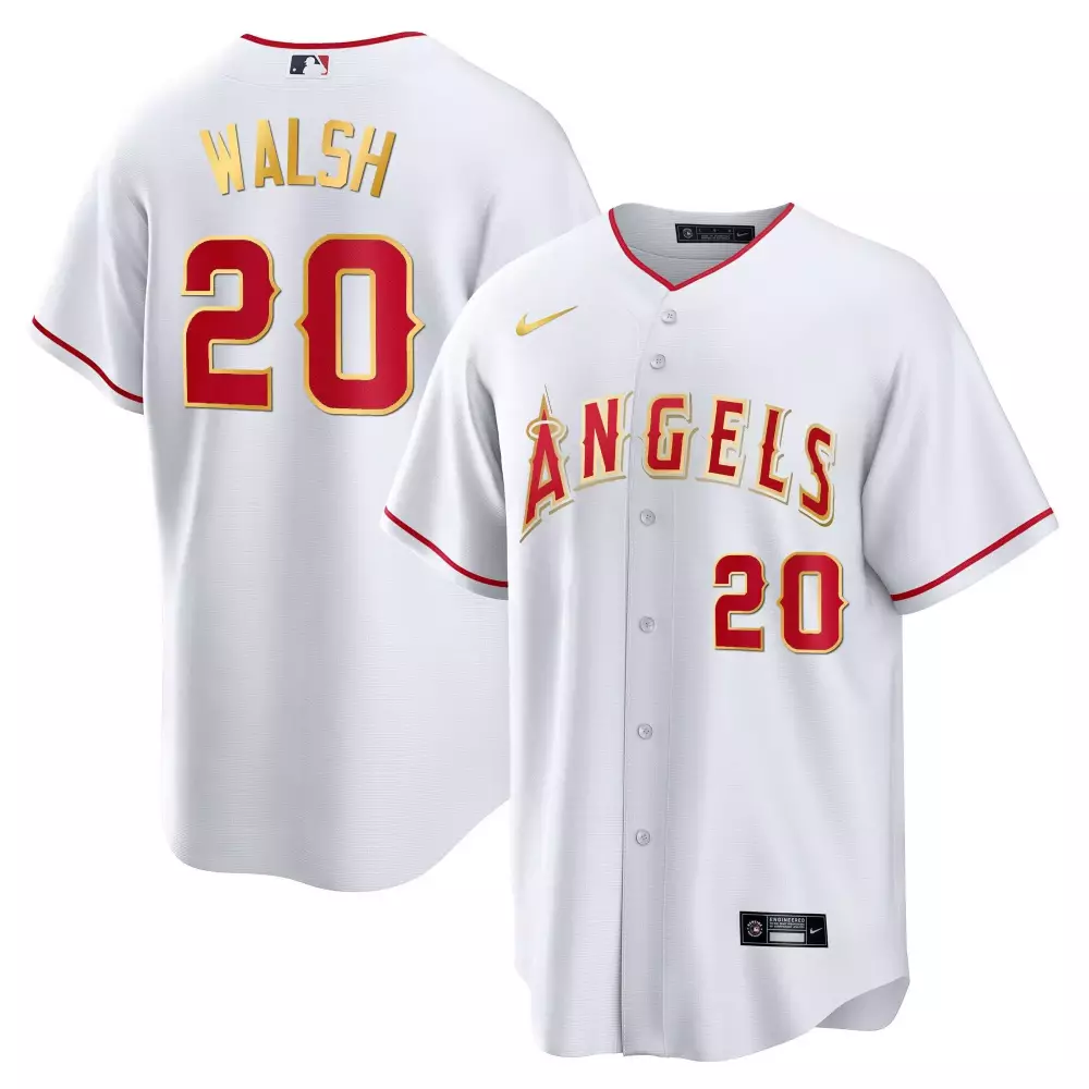 jared walsh cool red gold mens los angeles angels cool base gold jersey all stitched