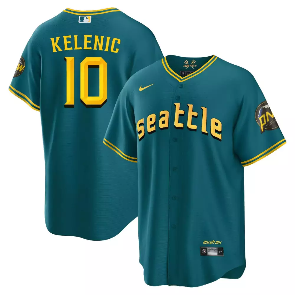 jarred kelenic cool aqua mens seattle mariners 2023 city connect collection jersey all stitched