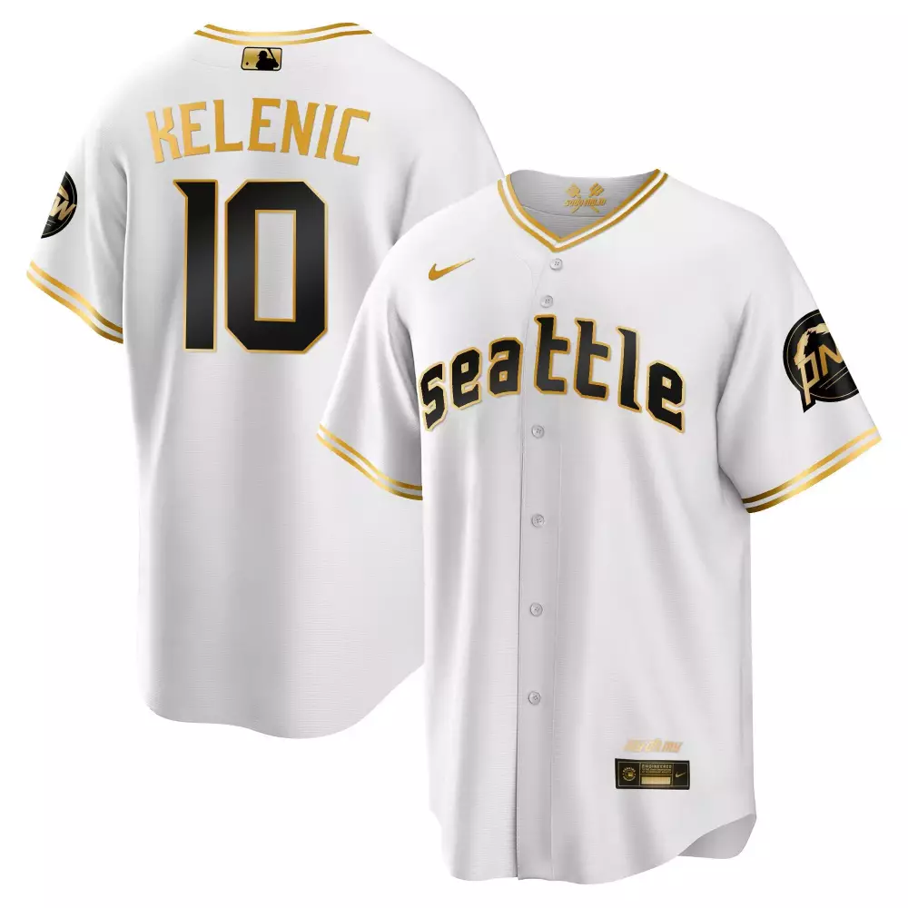 jarred kelenic cool royal mens seattle mariners 2023 city connect gold fan made jersey all stitched