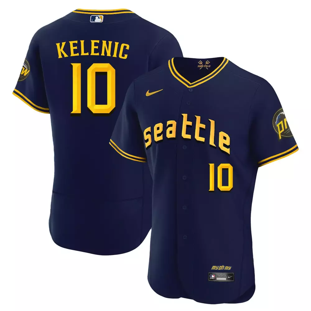 jarred kelenic flex navy mens seattle mariners 2023 city connect collection jersey all stitched