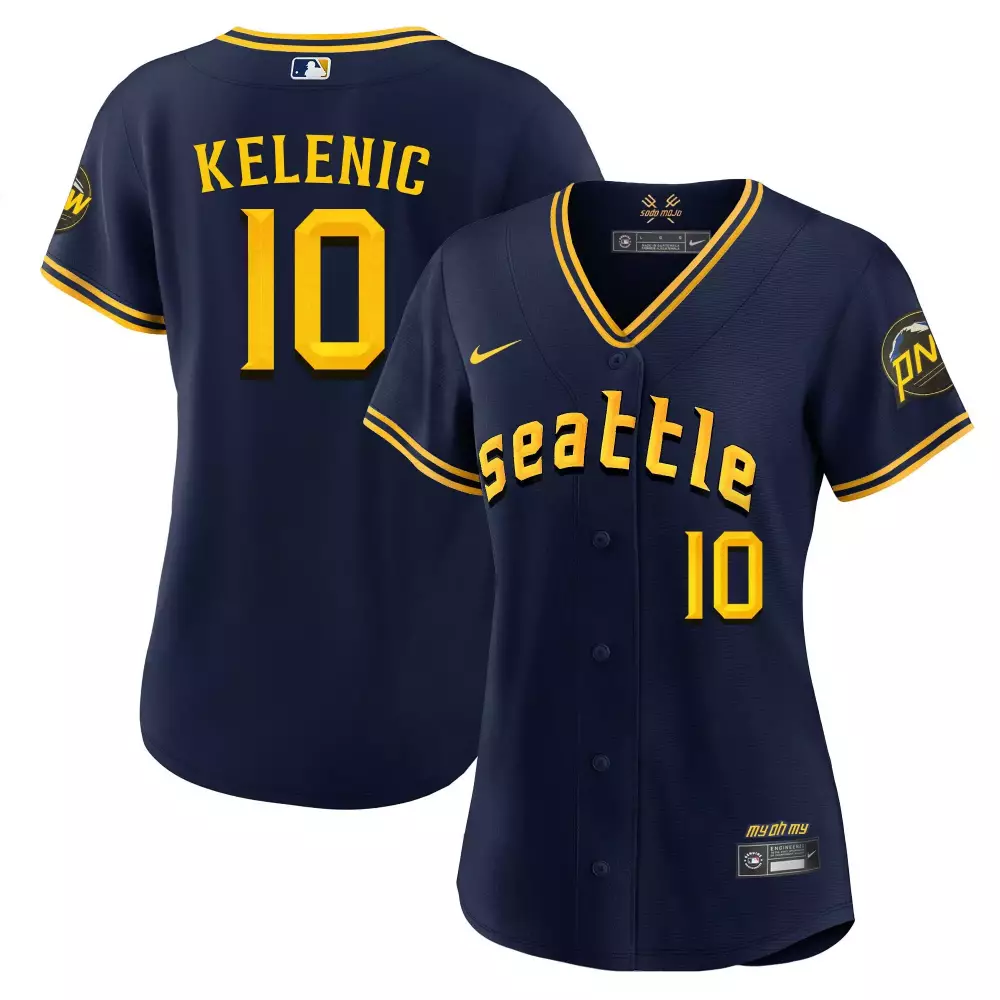 jarred kelenic navy womens seattle mariners 2023 city connect fan made jersey all stitched