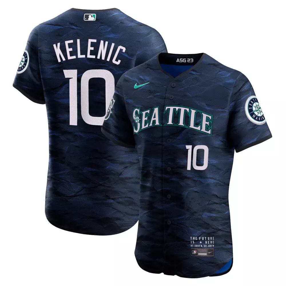 jarred kelenic navy womens seattle mariners 2023 city connect fan made jersey all stitched